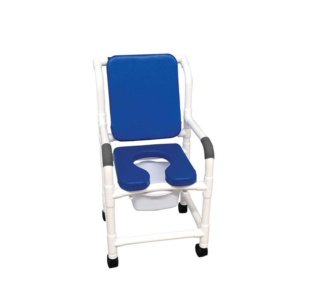 MJM Shower chair 18" w/ 10 qt Slide Out Commode Pail