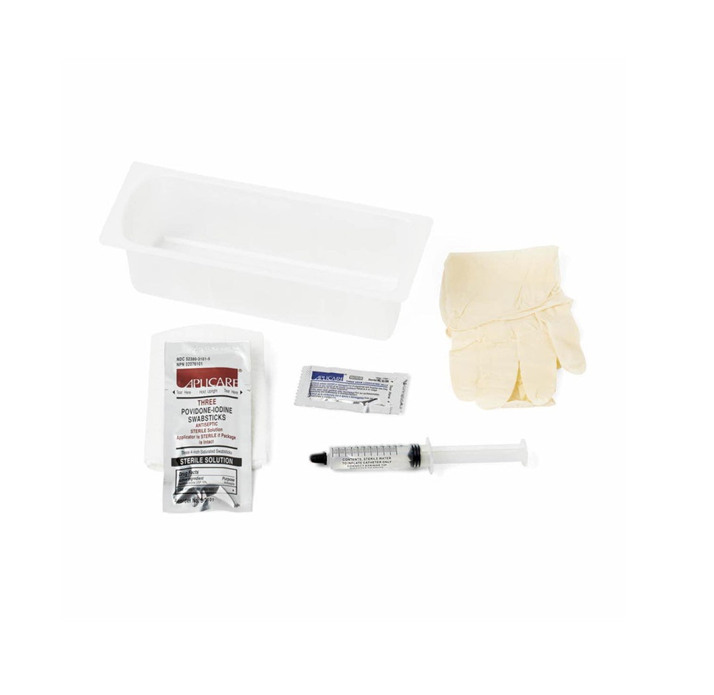 Medline Foley Insertion Catheter with 10 mL Syringe, PVP and Vinyl Gloves in Peel Lid Tray