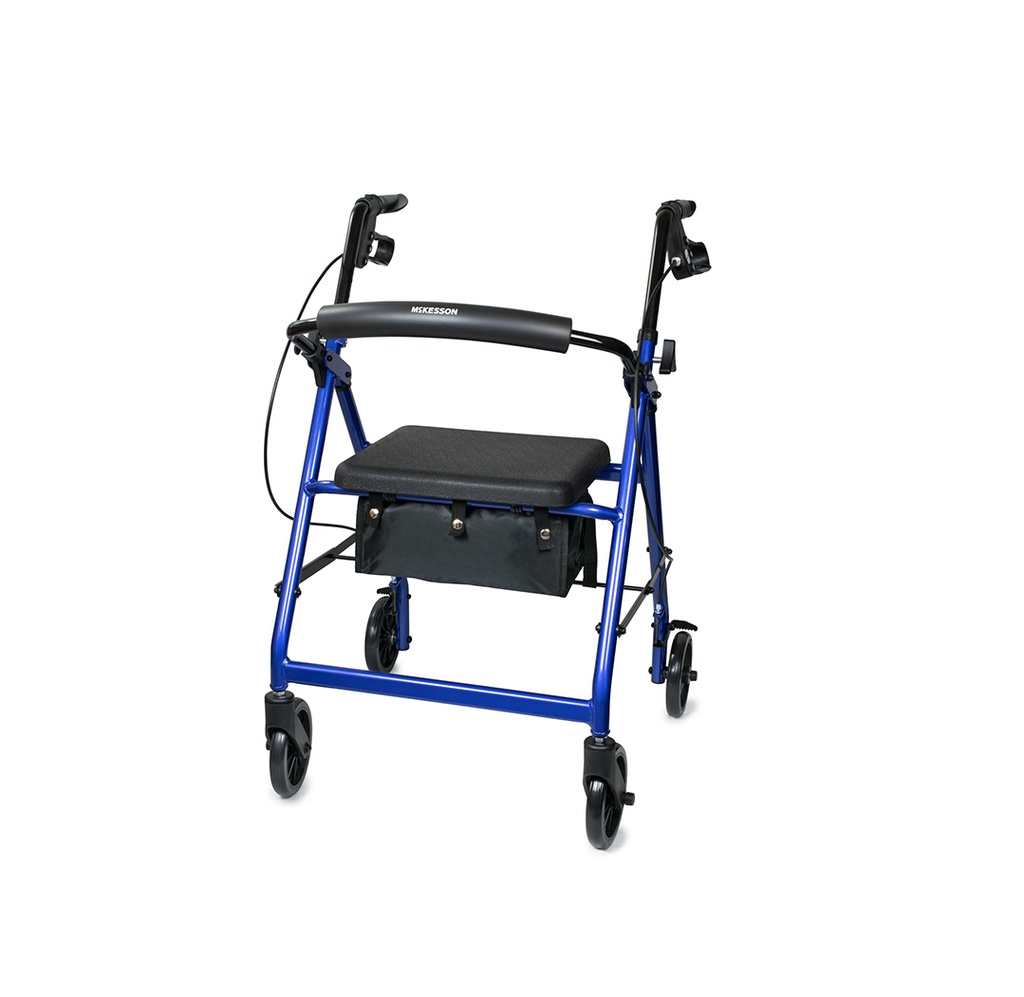 McKesson 4 Wheel Folding Rollator, Adjustable Height
