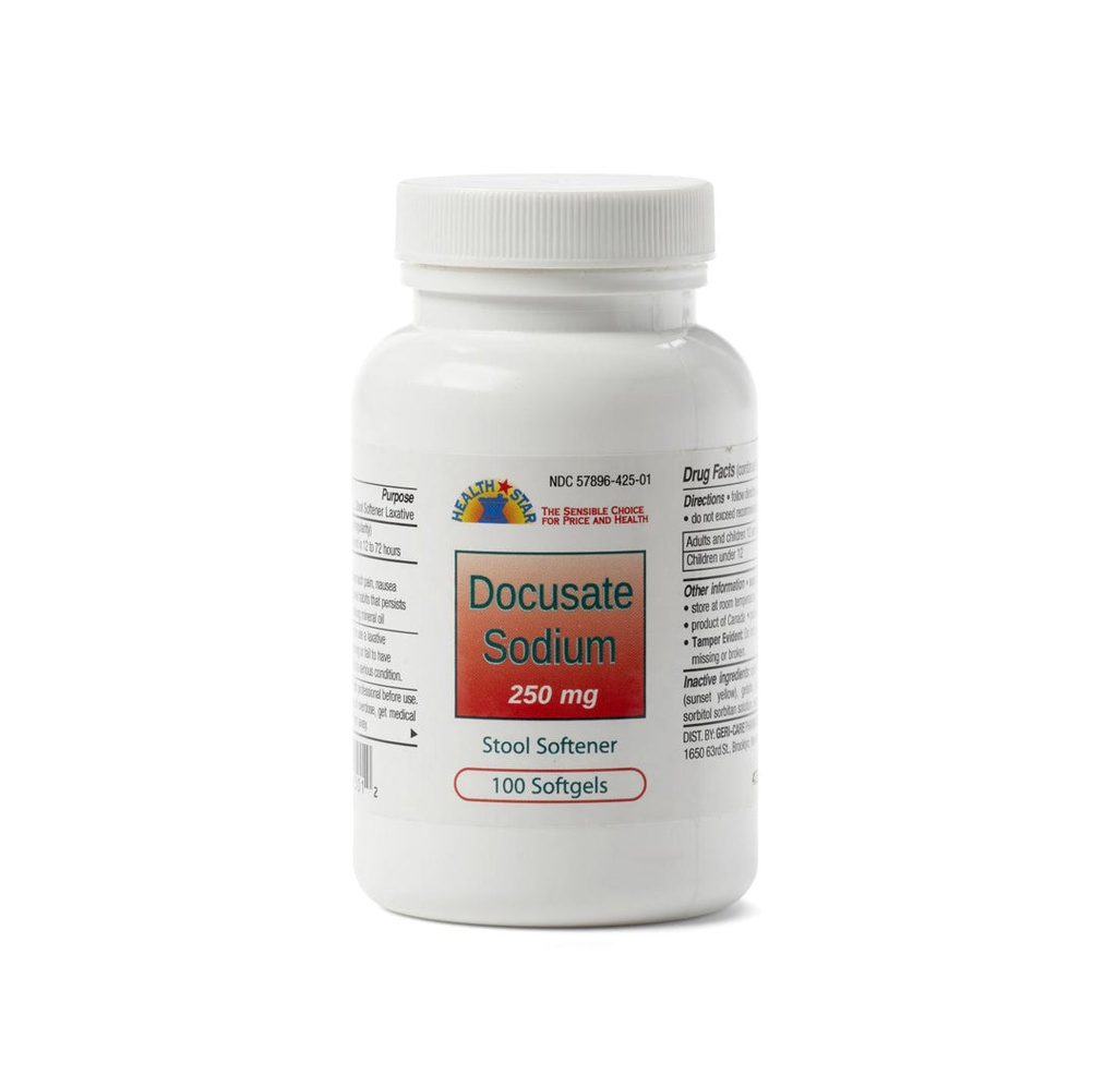 Docusate Sodium Stool Softener Softgel, 250 mg