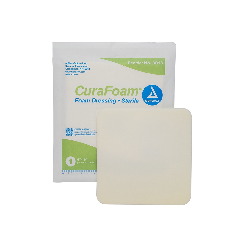 Dynarex CuraFoam Non Adhesive Foam Dressing, 4”x4”