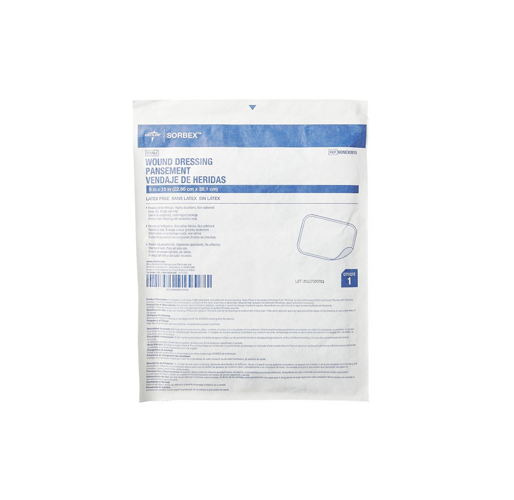 Medline Sorbex Absorbent Dressings, Sterile 9”x15”