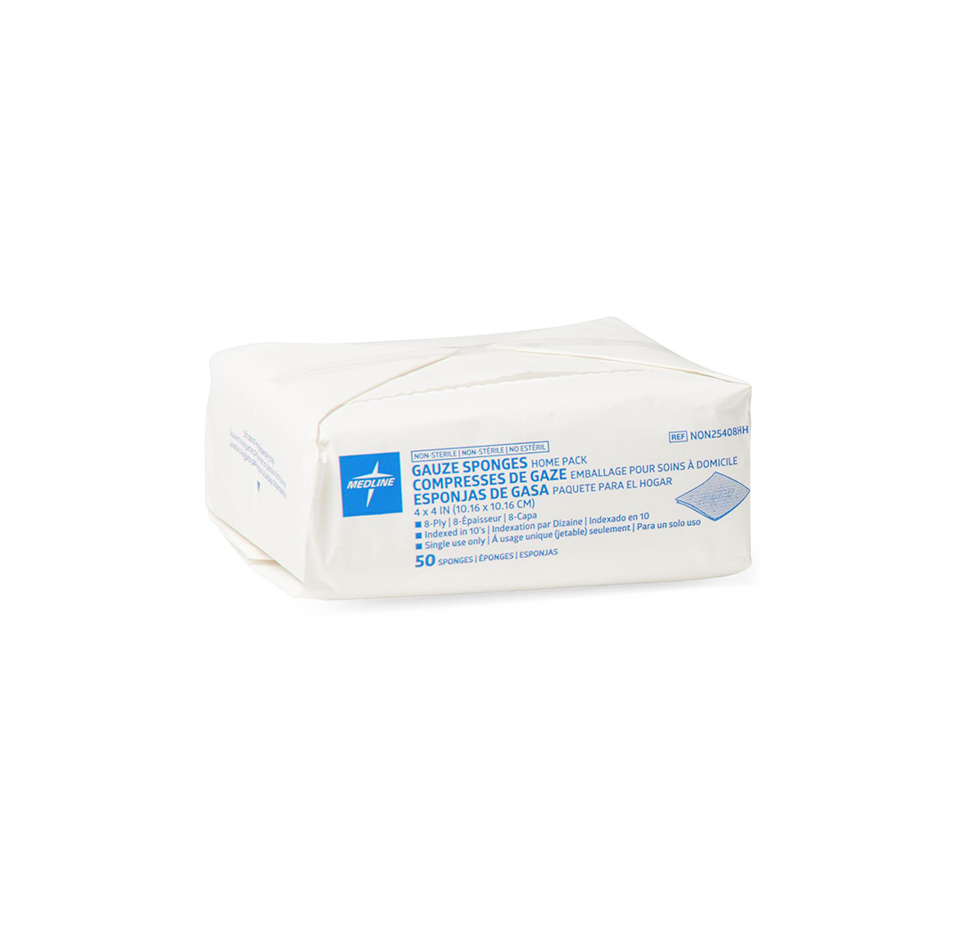 Medline Woven Nonsterile 8 Ply Gauze Sponges, 4"x4"