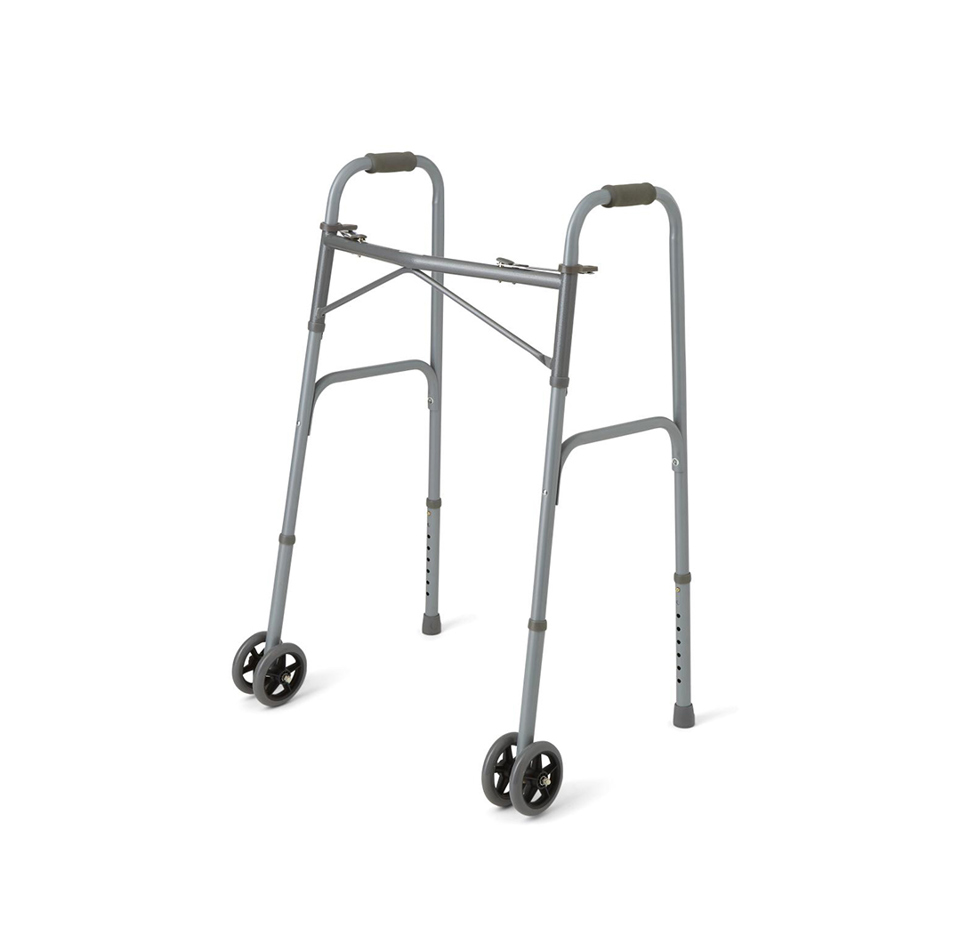 Medline Adult Bariatric Folding Walker With Wheels, 600lb