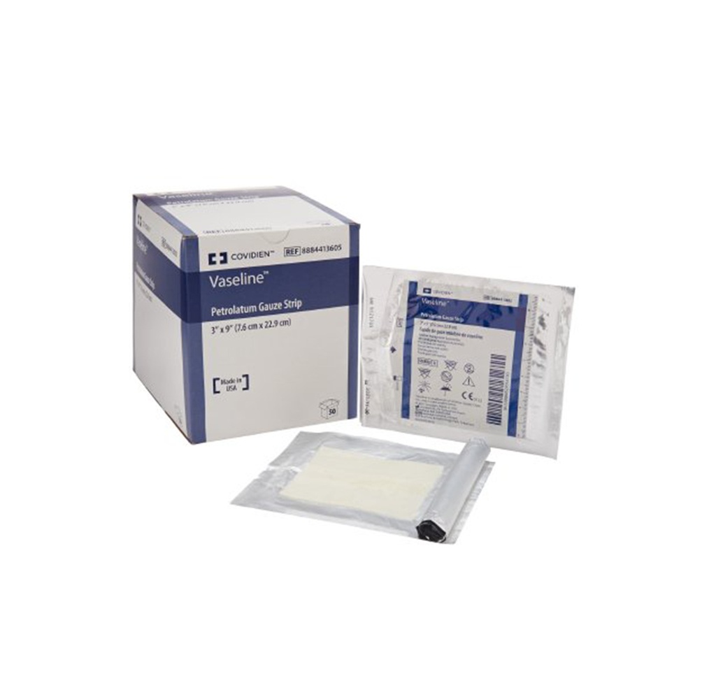 Kendall Petrolatum Gauze With Vaseline, 3"x9"