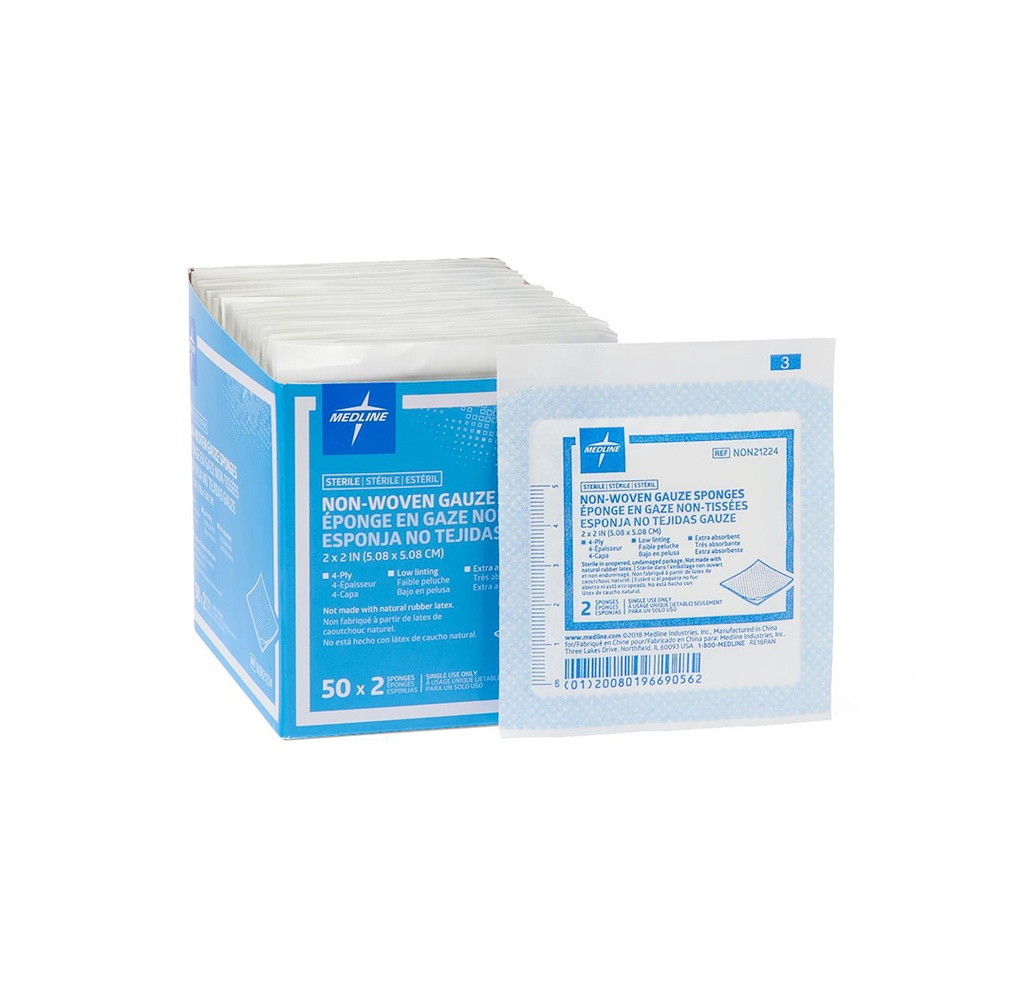 Medline Non-Woven Sterile Sponges 4"x4"