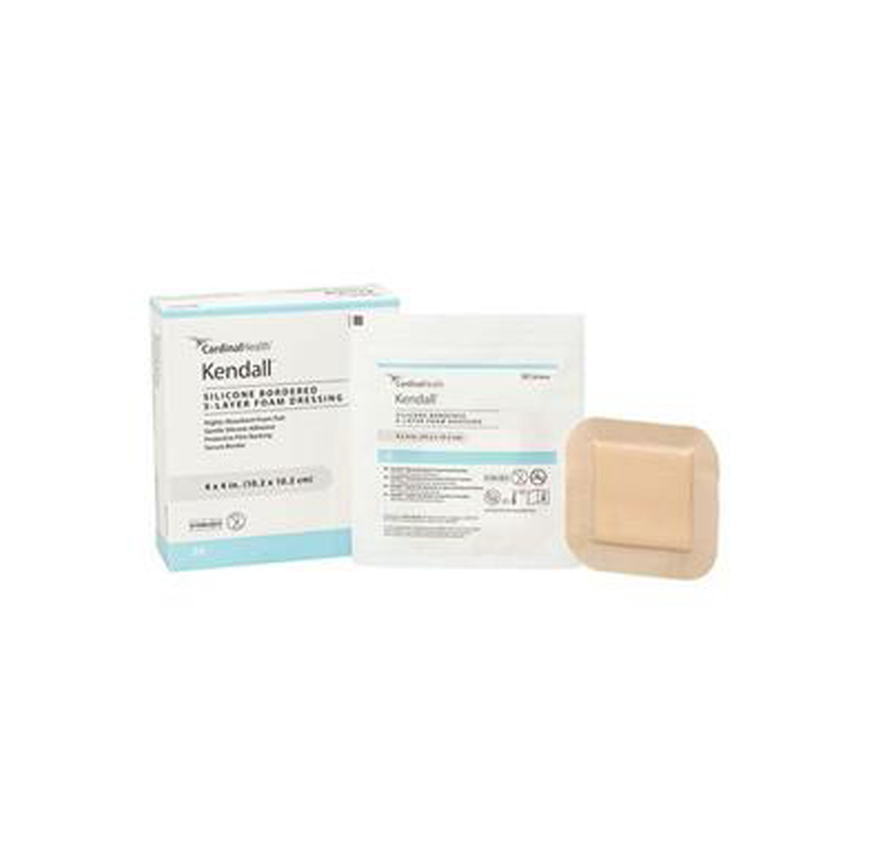 Cardinal Health Silicone Bordered 5-Layer Foam Dressing, 4"x4"