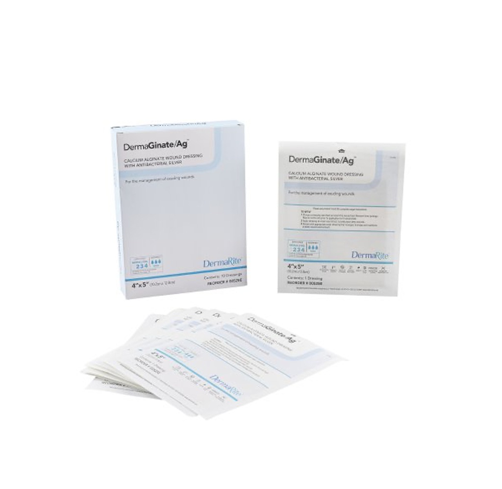 Dermarite DermaGinate Ag Alginate Wound Dressing with Antibacterial Silver 4”x5"