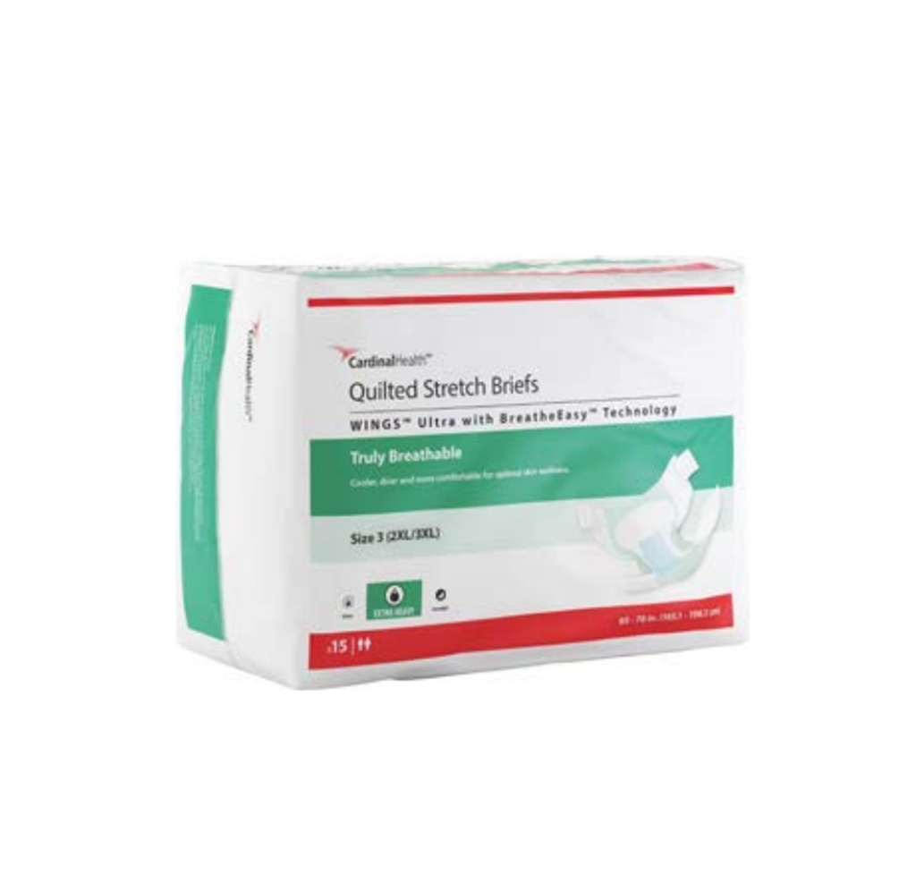 Cardinal Health Wings Plus Quilted Stretch Adult Briefs, XXL