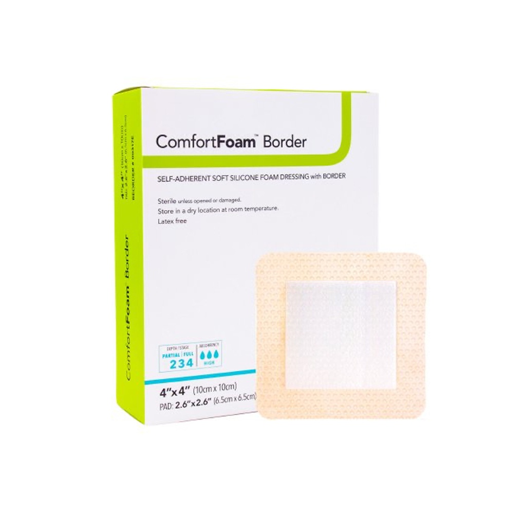 DermaRite ComfortFoam Bordered Silicone Foam, 4"x4"