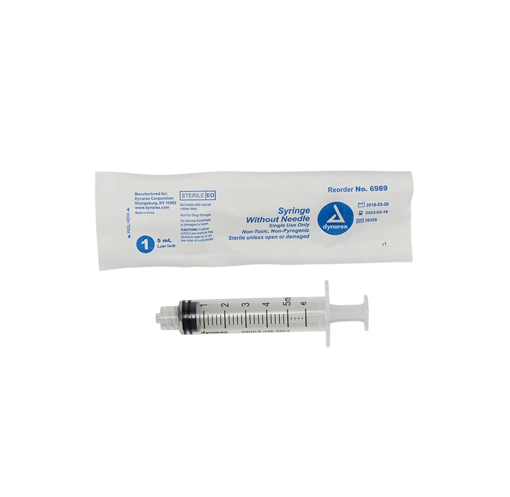 Dynarex Sterile Luer Lock Syringe, 5mL