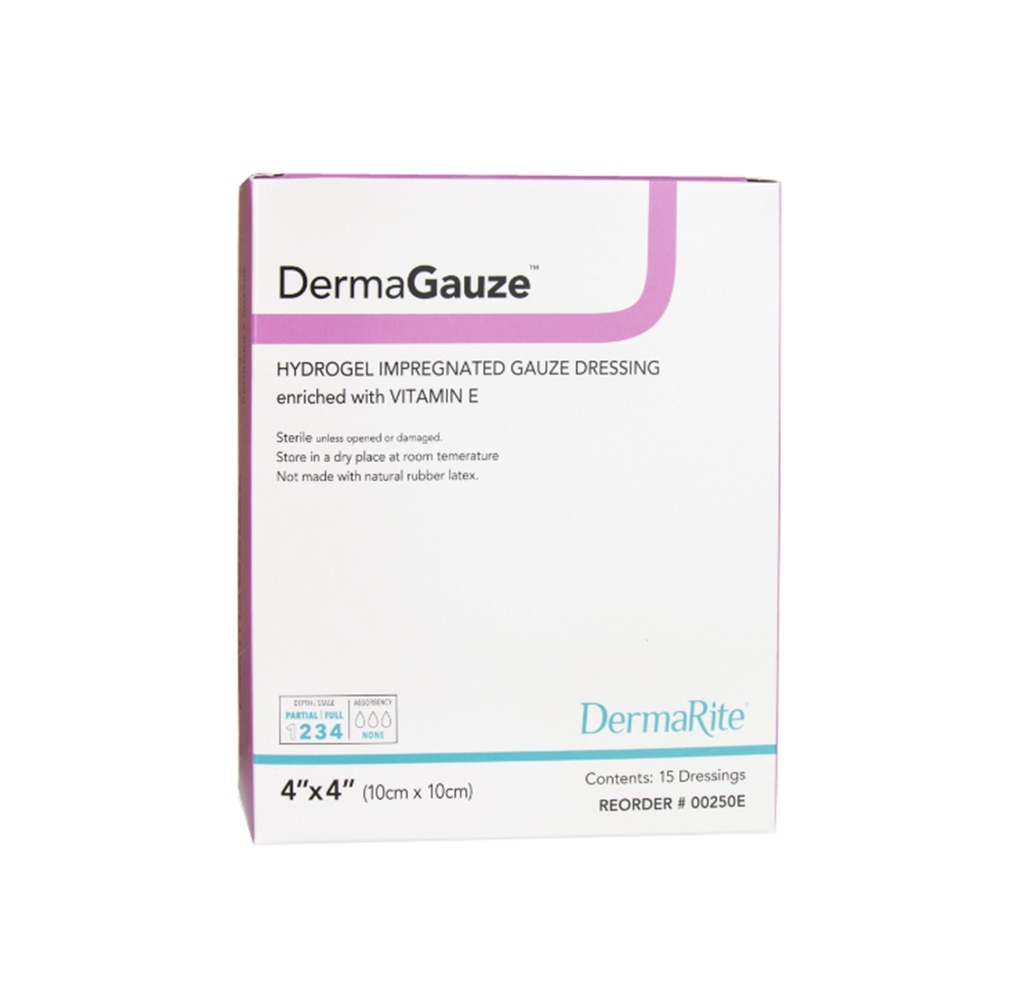Dermarite DermaGauze Hydrogel Impregnated Gauze 4”x4" 