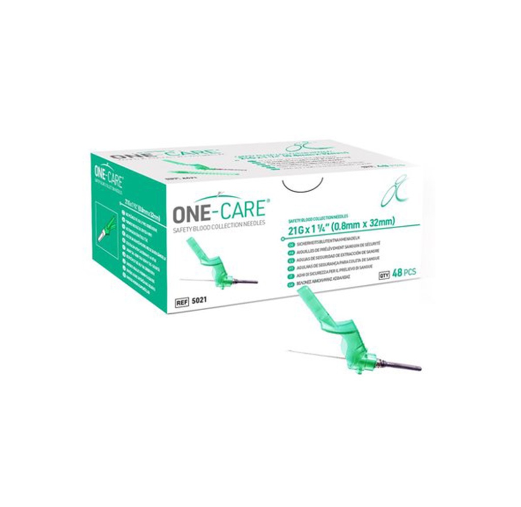 One-Care Safety Blood Collection Needles 21G x 1.25"