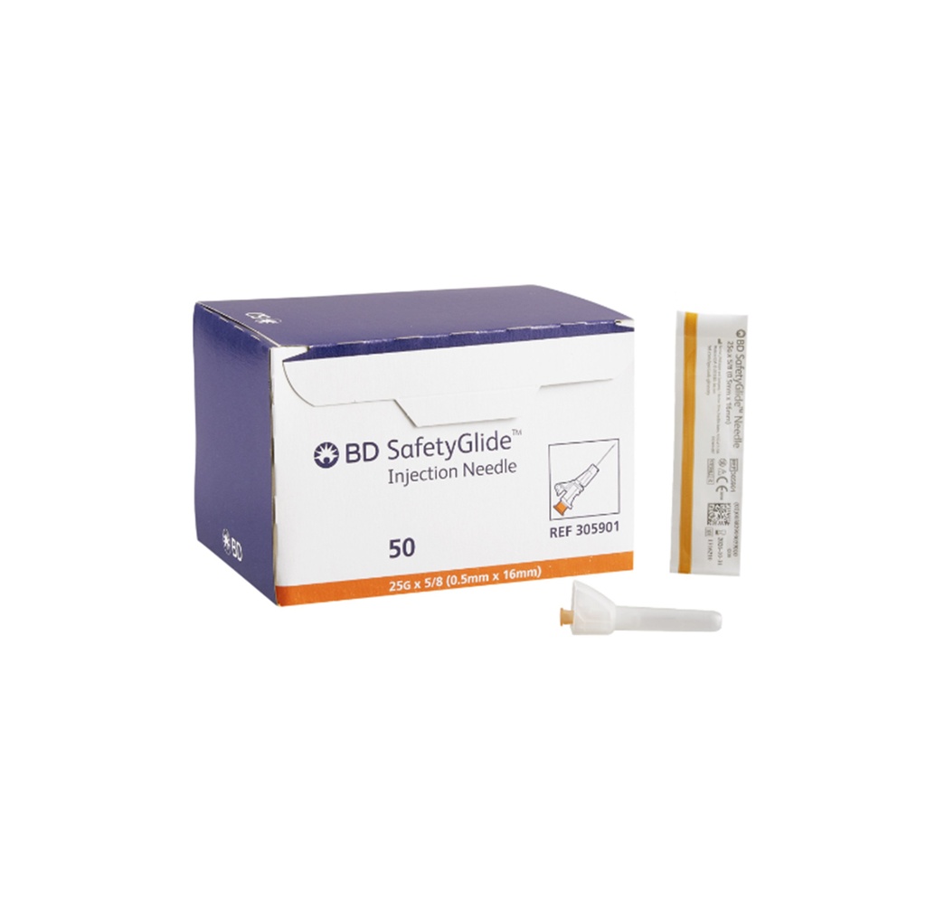 BD SafetyGlide Hypodermic Needle, 25G x 5/8"
