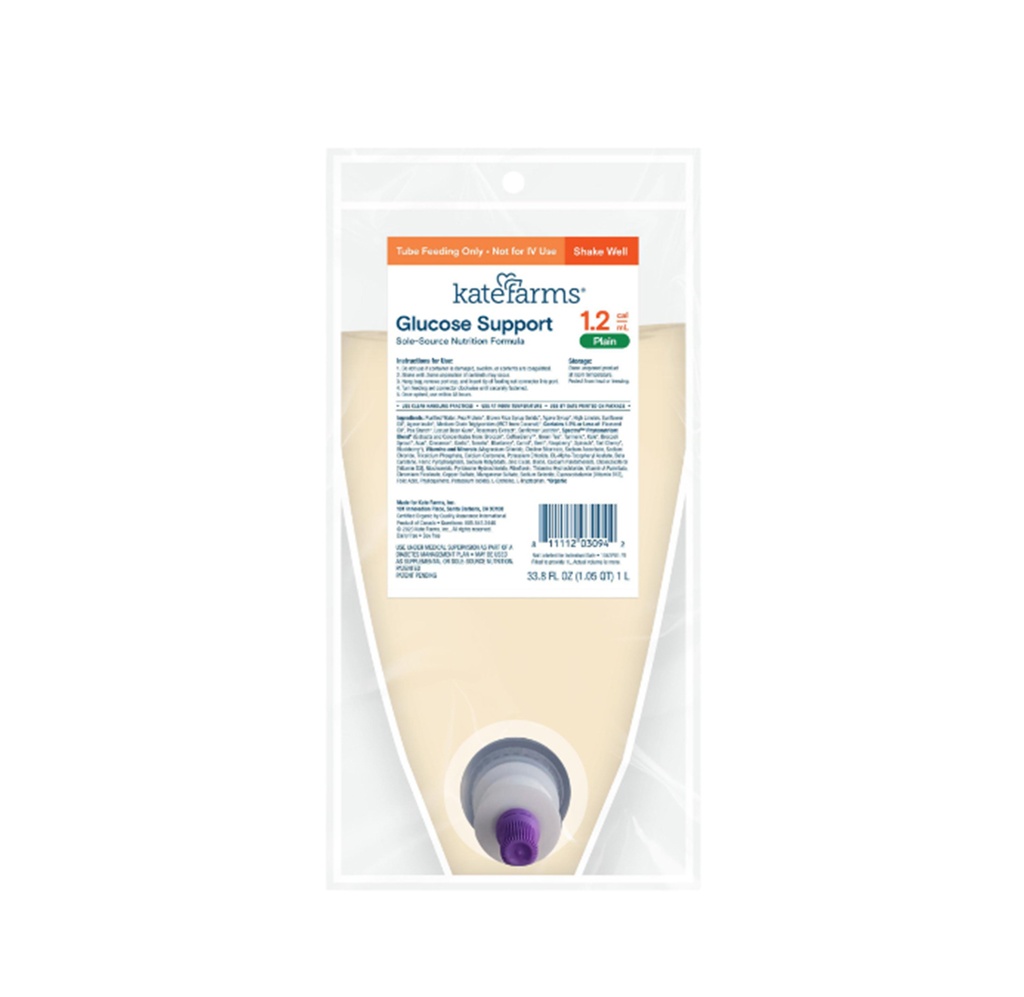 Kate Farms Glucose Support 1.2 Tube Feeding Formula 1000mL/33.8oz RTH