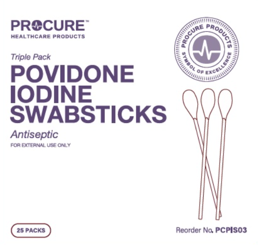 ProCure Povidone-Iodine Swabsticks 3/Pk