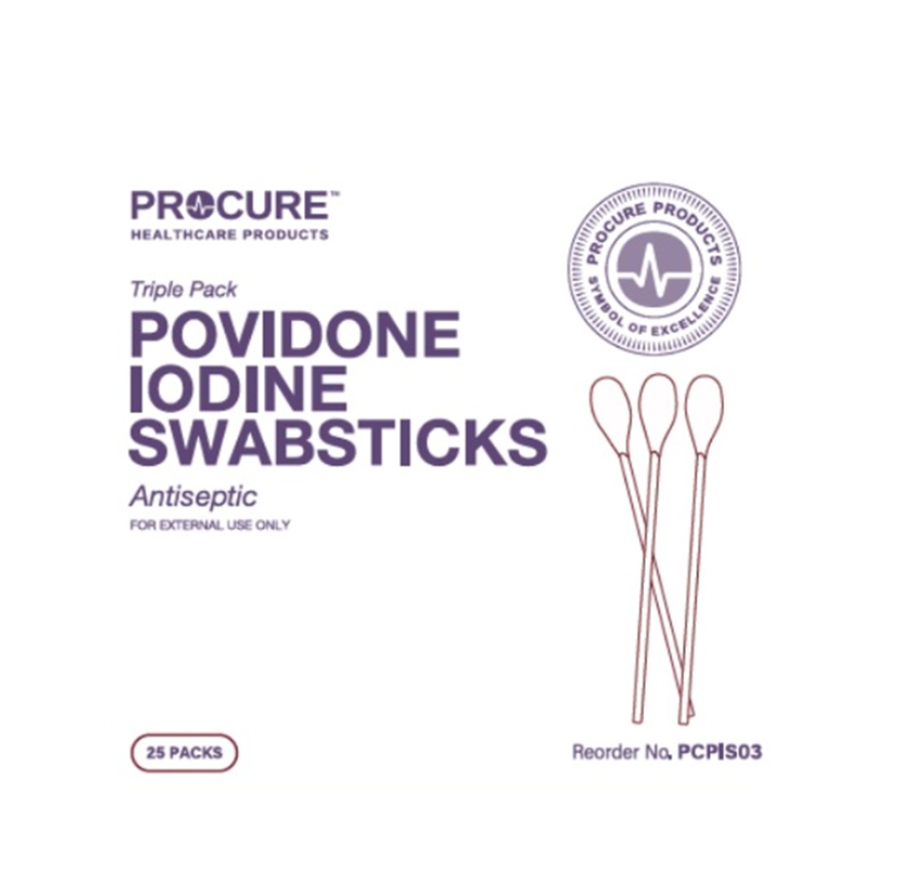 ProCure Povidone-Iodine Swabsticks 3/Pk