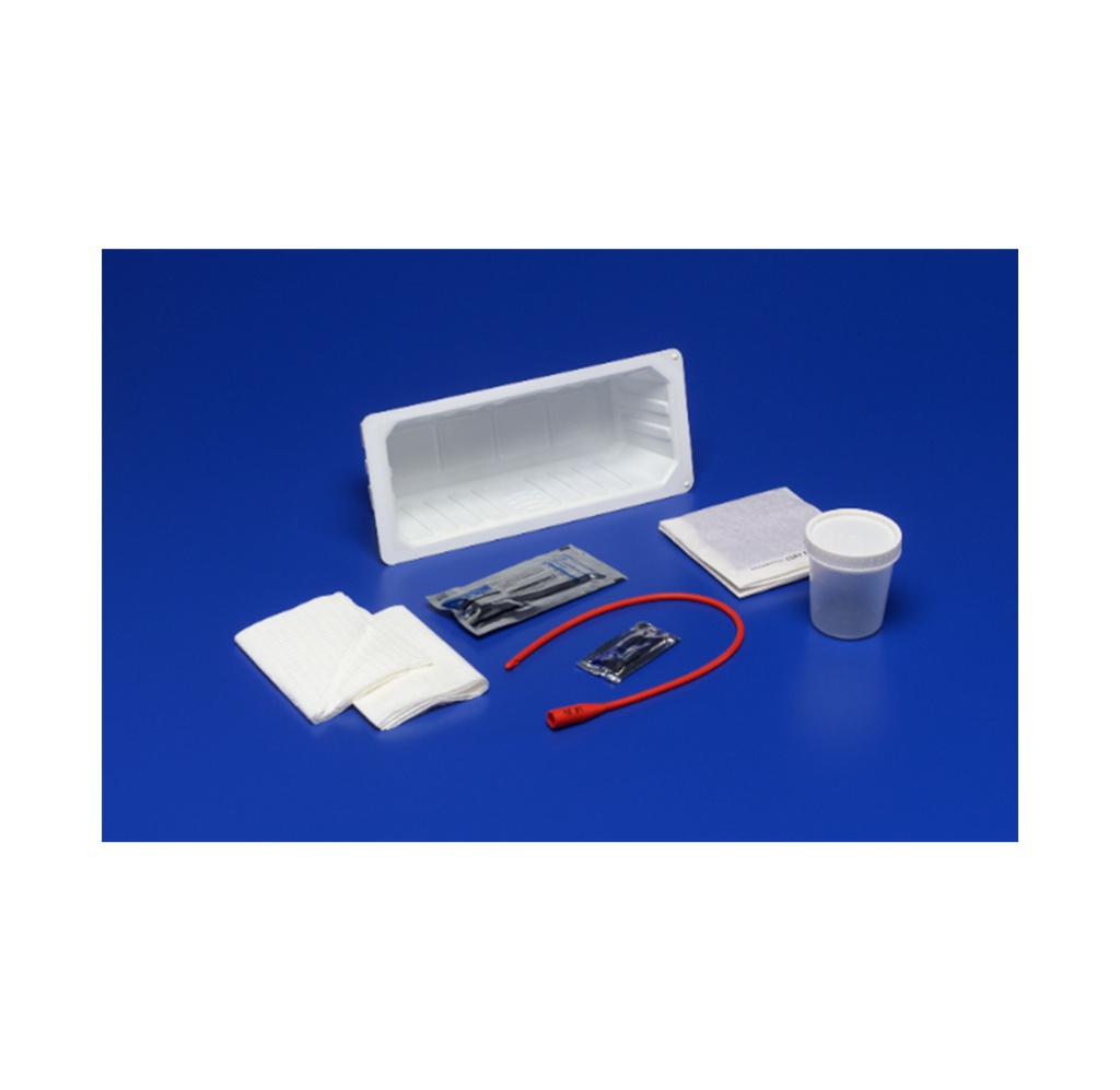 Cardinal Kenguard Intermittent Catheter Tray, Open System, 14Fr, Red Rubber