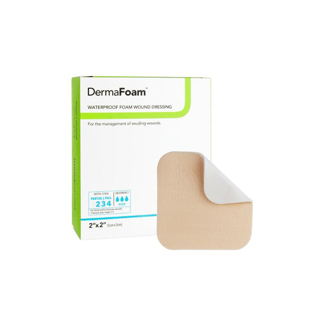 Dermarite Dermafoam Waterproof Foam Dressing, 2"x2"