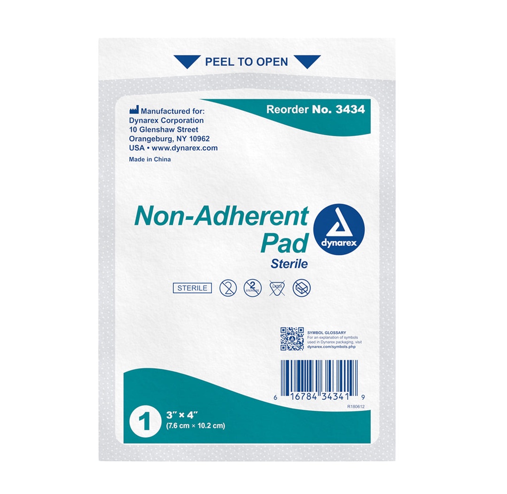 Dynarex Sterile Non-Adherent Pads, 3"x4"