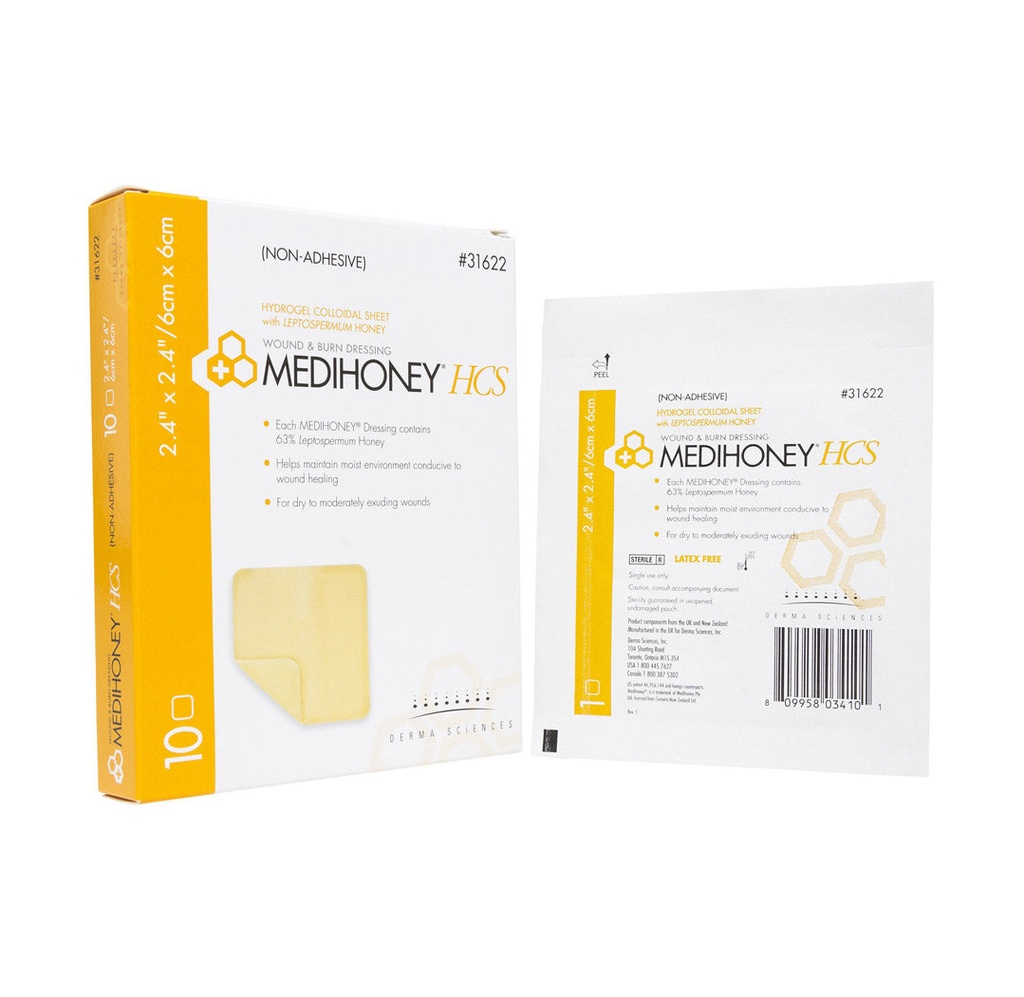 Medihoney Hydrogel Non-Adhesive Dressing 2.4"x2.4"