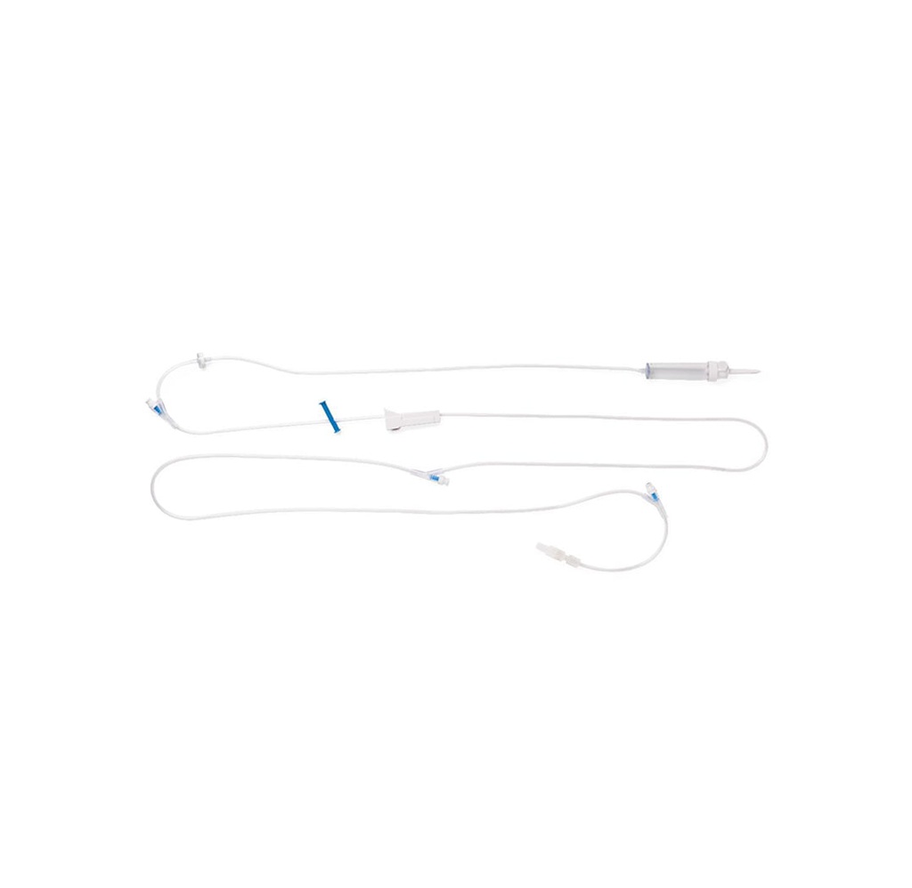 Medline IV Administration Set with 3 Needle-Free Ports, 15 Drop, 109" Long