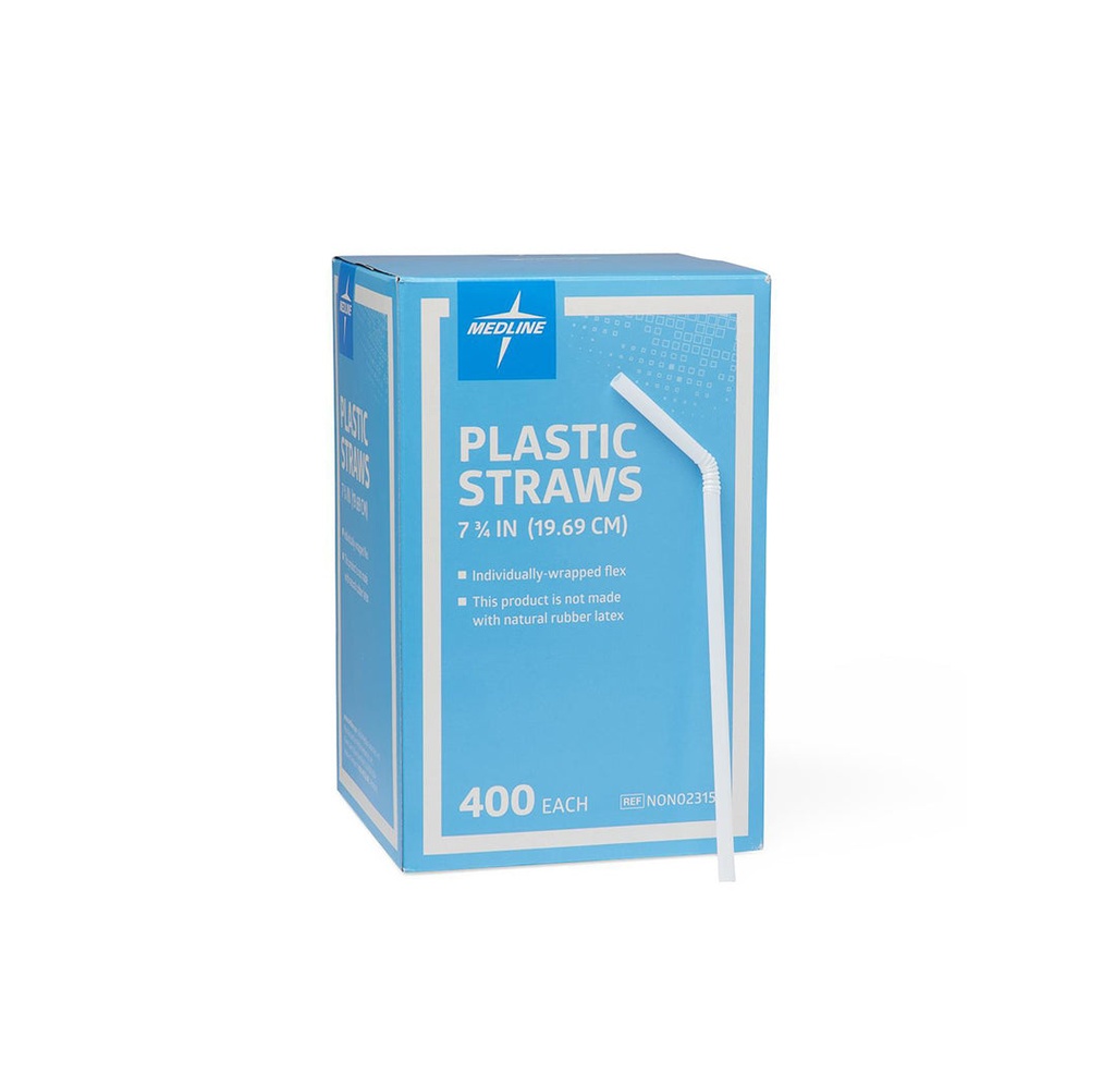 Medline Flexible Plastic Drinking Straws Core GPO