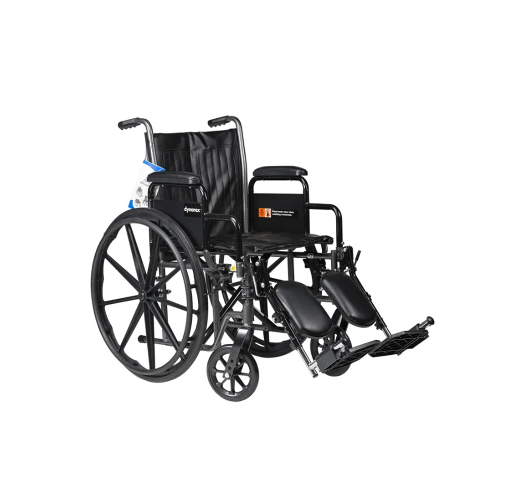 Dynarex DynaRide S2 Wheelchair 20" x 16"  w/ Detach Full Arm FR