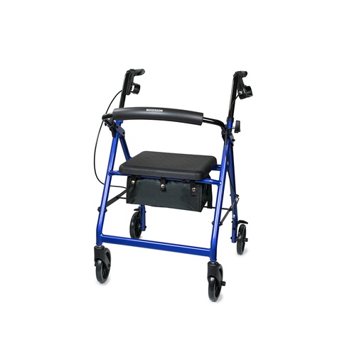 [146-R726BL] McKesson 4 Wheel Folding Rollator, Adjustable Height