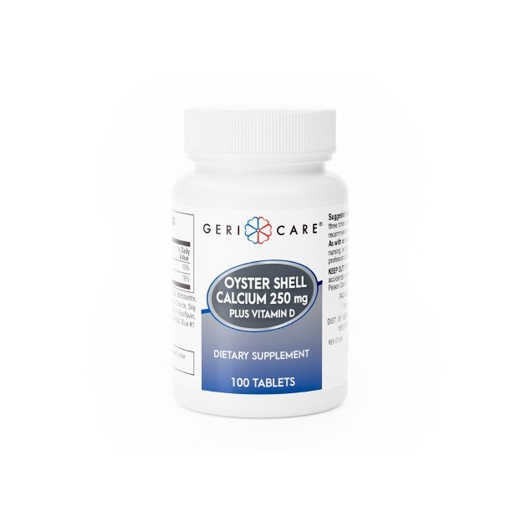 Geri Care Oyster Shell Calcium Tablet With Vitamin D, 250 mg + 125 IU 