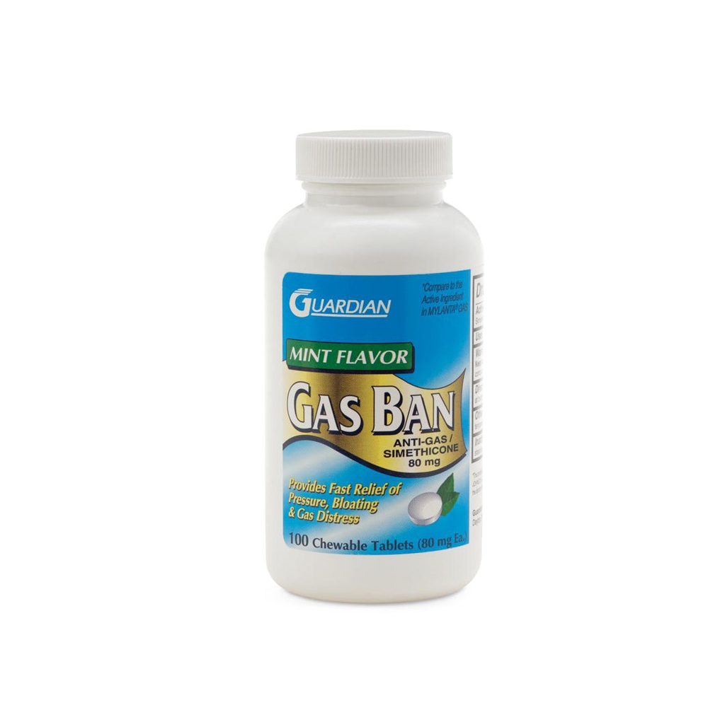 Simethicone, 80 mg Chewable Tablet