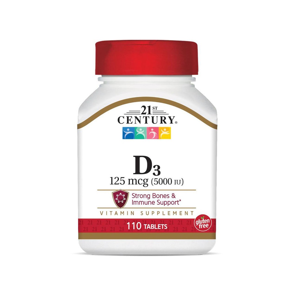 21st Century Vitamin D3 Tablet, 5,000 IU (125mcg)