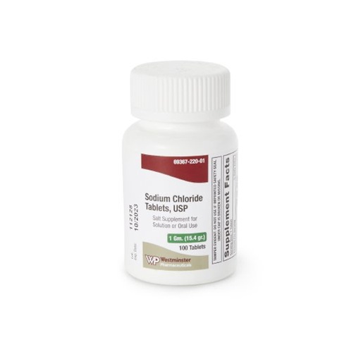 [OTC054] Westminster Pharmaceuticals Sodium Chloride Tablet, 1g