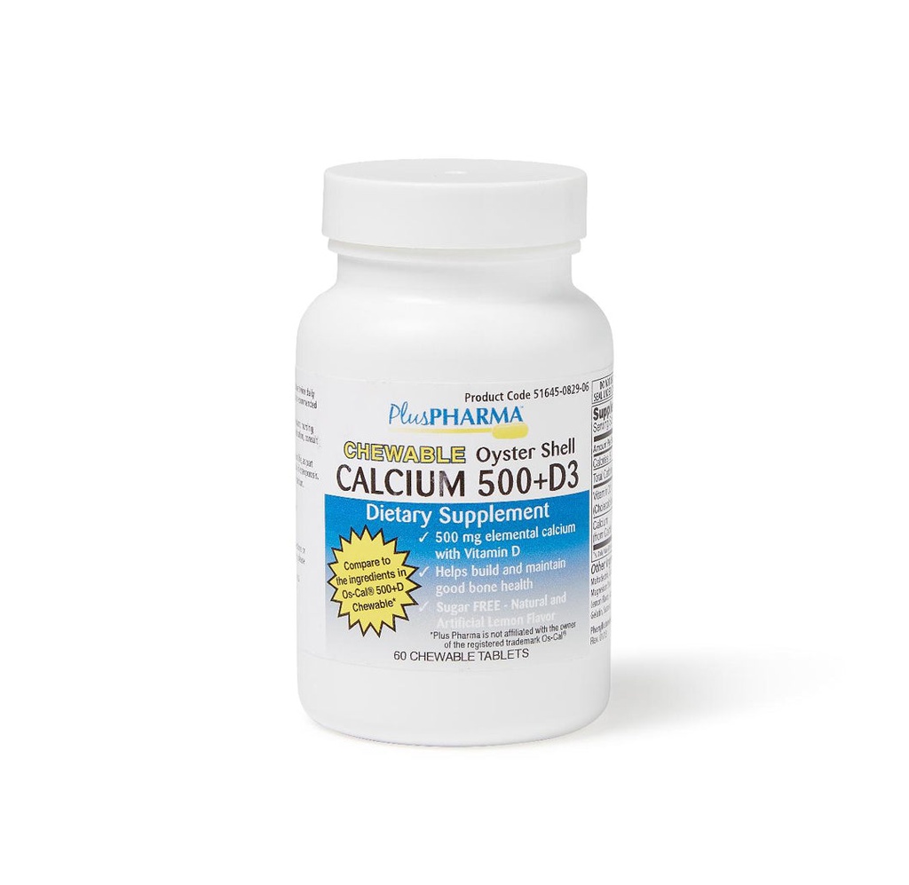 Plus Pharma Oyster Shell Calcium 500 mg + Vitamin D3 400 IU Tablet