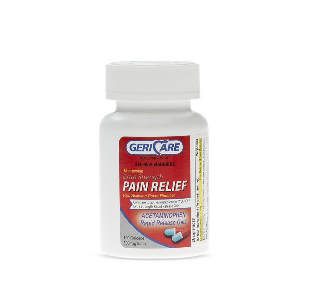 Geri Care Acetaminophen Rapid Release Gel Capsules, 500 mg