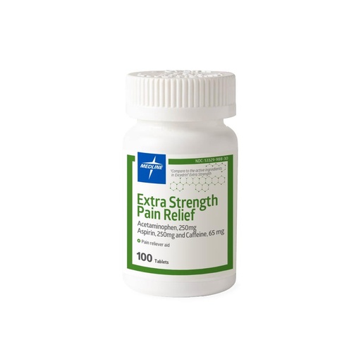 [OTC153] Medline Extra Strength Pain Reliever with Acetaminophen 250 mg + Aspirin 250 mg + Caffeine 65 mg