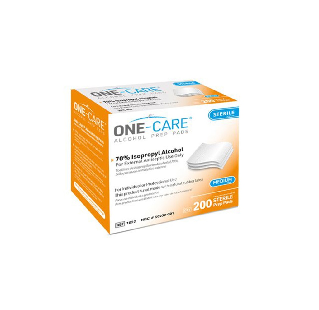 One-Care 70% Isopropyl Alcohol Prep Pads, M Size