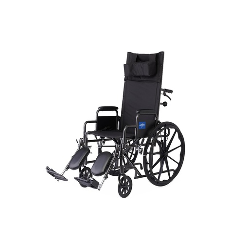 [KR188N21E] Medline Reclining Wheelchair with Desk-Length Arms, 18"