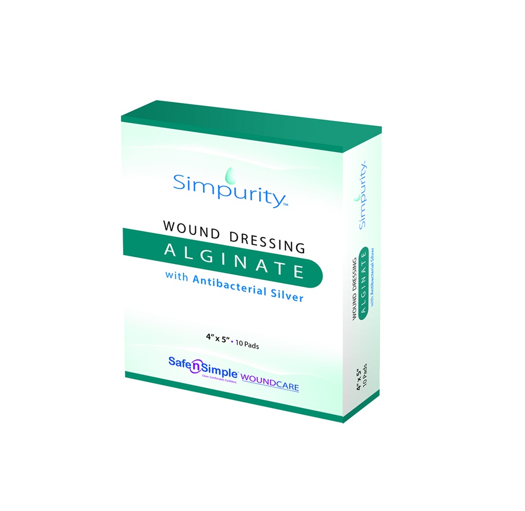Simpurity Alginate Wound Dressing with Antibacterial Silver 4”x5"