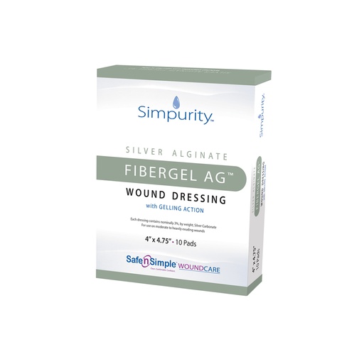 [SNS56716] Simpurity Silver Alginate Fibergel AG Wound Dressing 4”x4.75" 