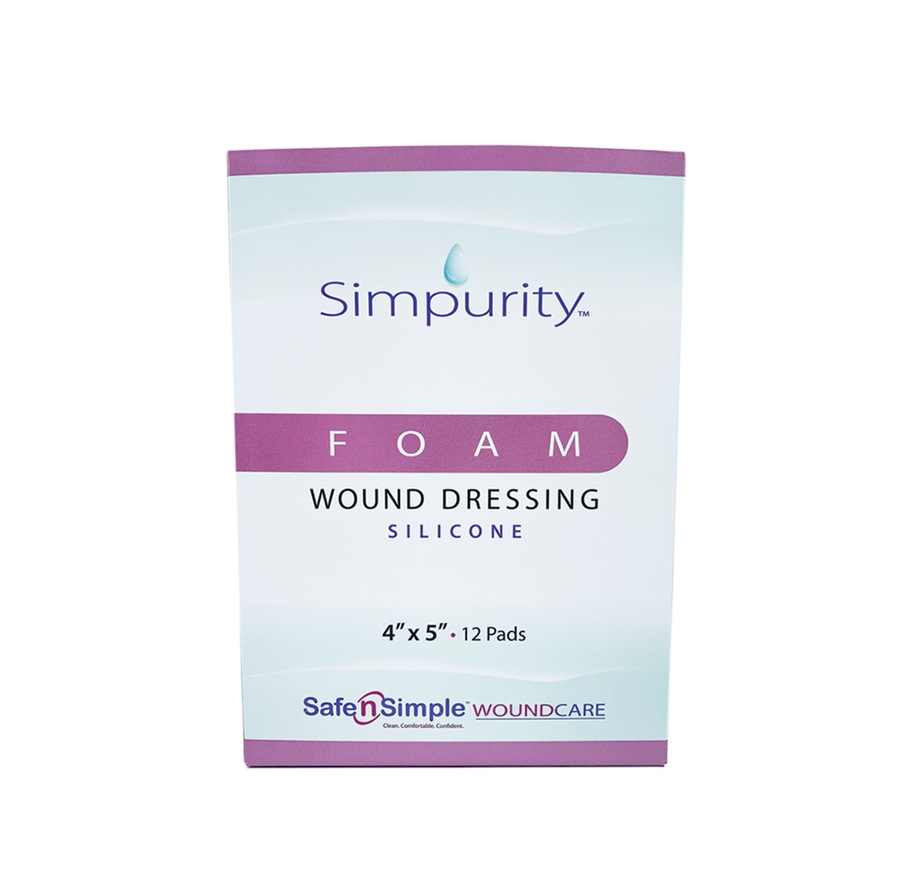 Simpurity Non-Adhesive Foam Dressing With Silicone 4"x5" 