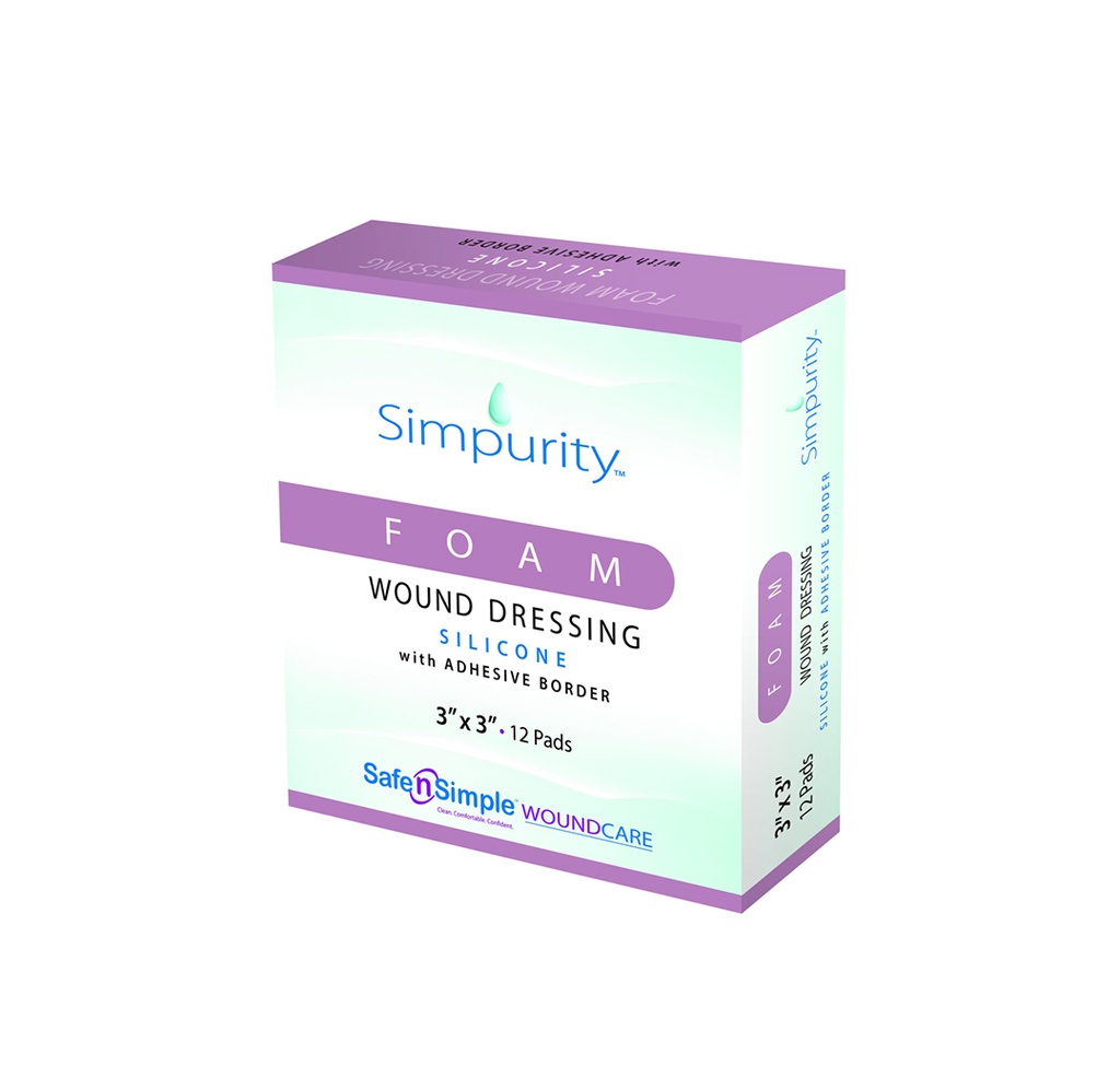 Simpurity Silicone Bordered Foam Dressing 5"x5" 