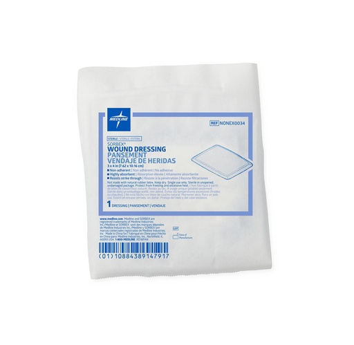 [NONEX0034] Medline Sorbex Absorbent Dressings, Sterile 3”x4”