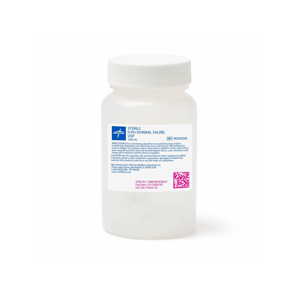 Medline Sterile Normal Saline 0.9%, 100mL