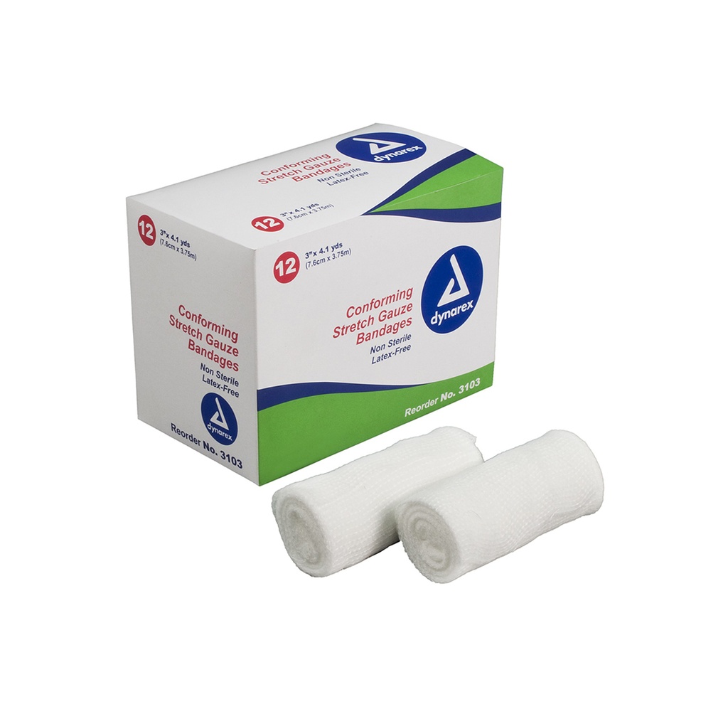 Dynarex Stretch Gauze Bandage Roll, 3"