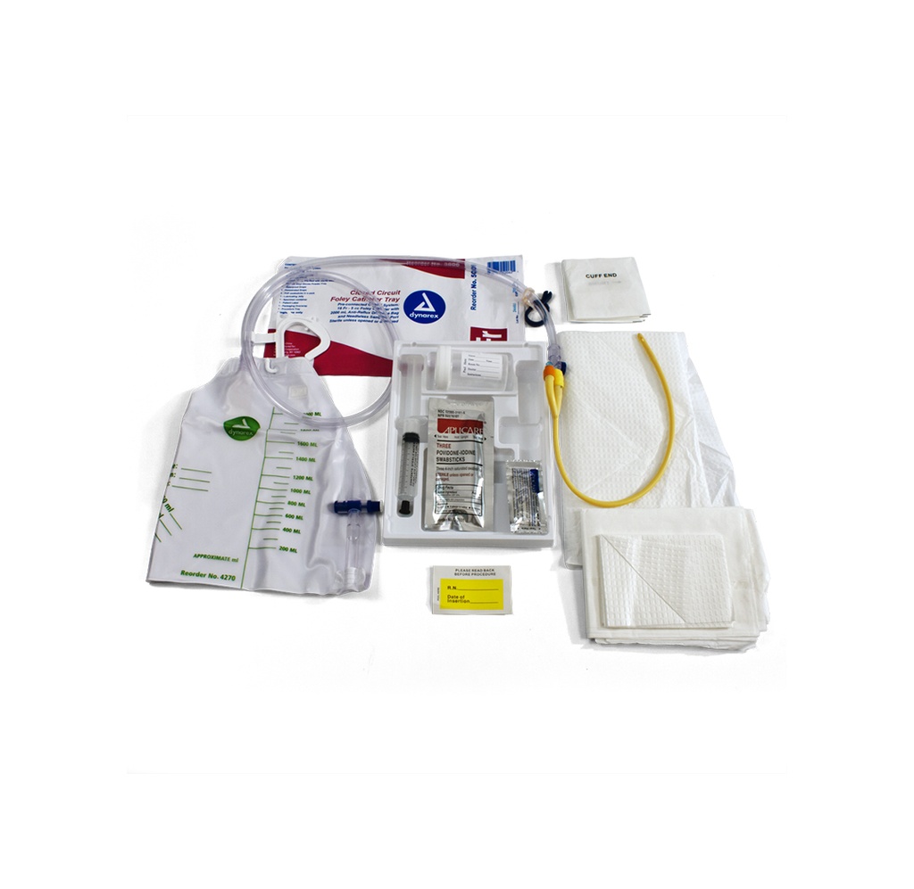 Dynarex Closed Circuit Foley Catheter Tray, 18Fr