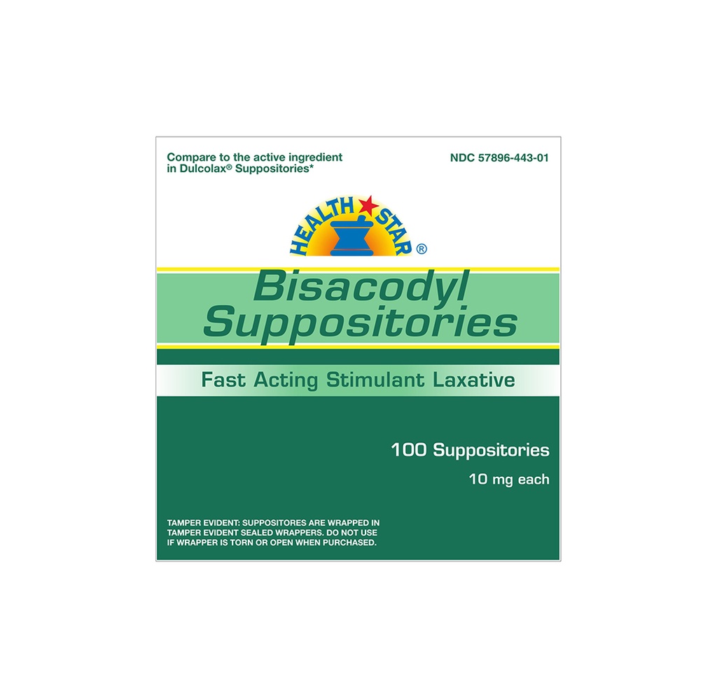 Health Star Bisacodyl Laxative Suppository, 10mg