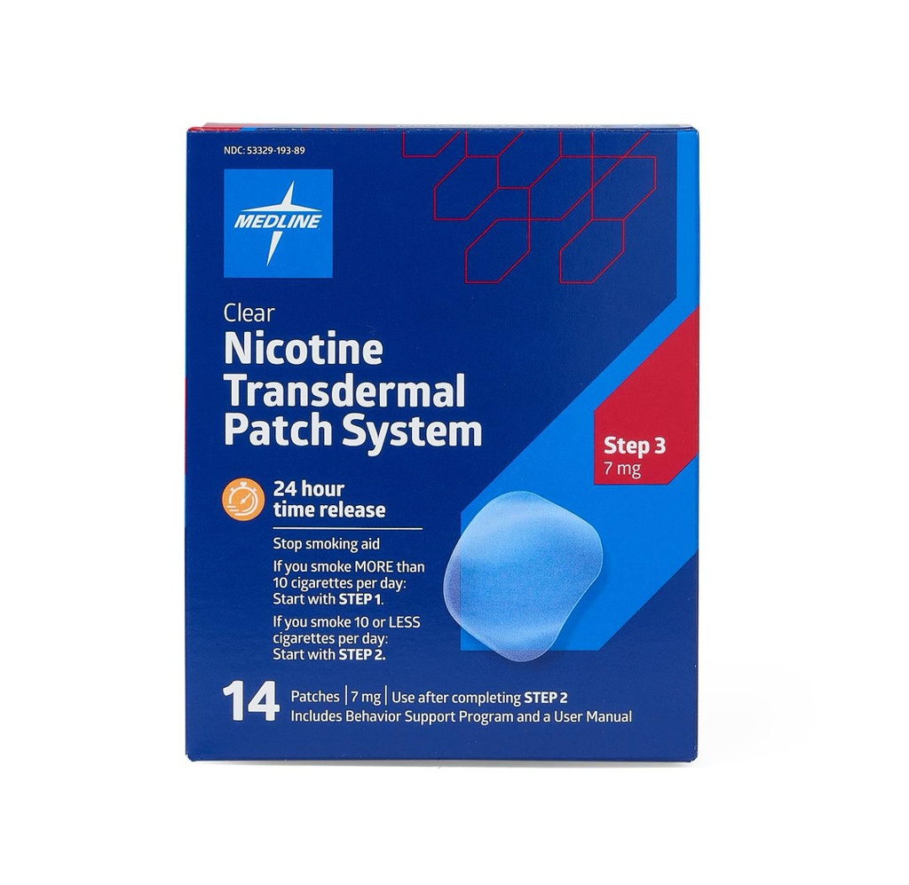 Medline Nicotine Patch, Step 3 (7 mg), 