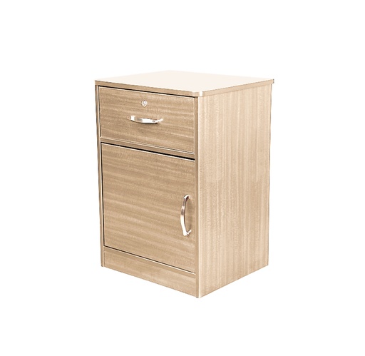 [12501-OA] Dynarex One Door / One Drawer Nightstand, Oak
