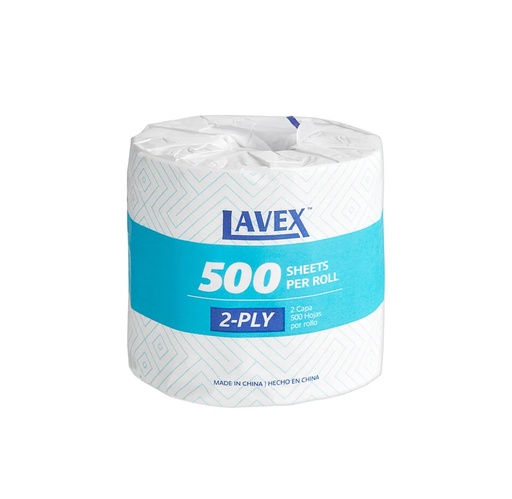 [5002TP3X496E] Lavex Individually Wrapped 2-Ply Standard Toilet Paper, 500/RL